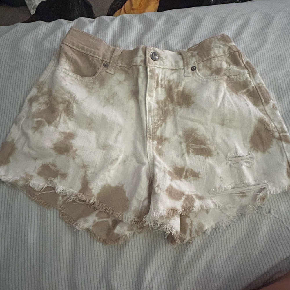 Tie-Dye Frayed Hem Women Shorts